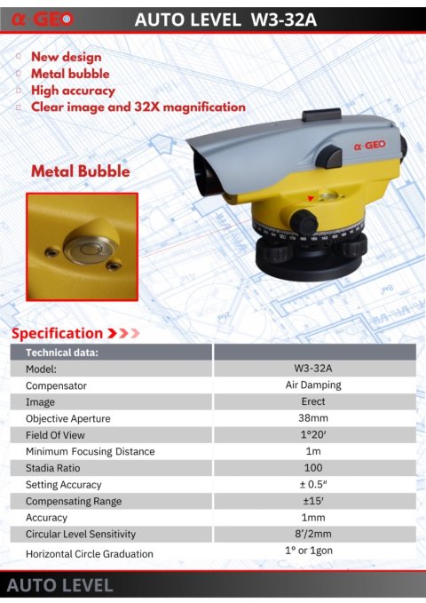 Waterpass Auto Level @-Geo W3-32A Kondisi Baru murmer
