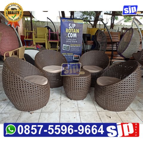 kursi / sofa gentong rotan sintetis untuk ruang tamu & ruang keluarga