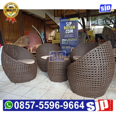 kursi / sofa gentong rotan sintetis untuk ruang tamu & ruang keluarga