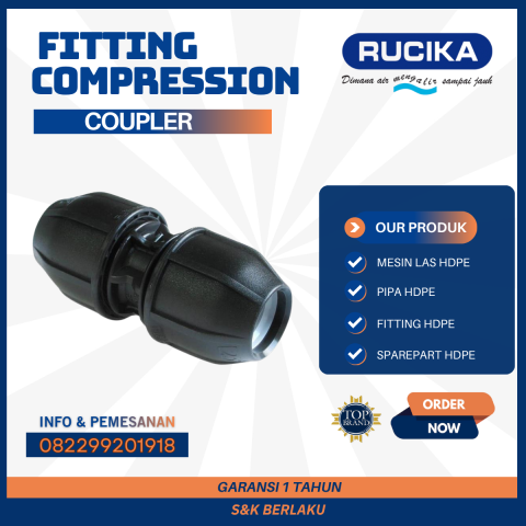 Coupler Sock lurus HDPE Fitting Compression Uk 20mm - 110mm