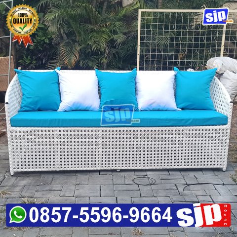 kursi sofa rotan sintetis 180 cm rangka besi dilapisi anti karat