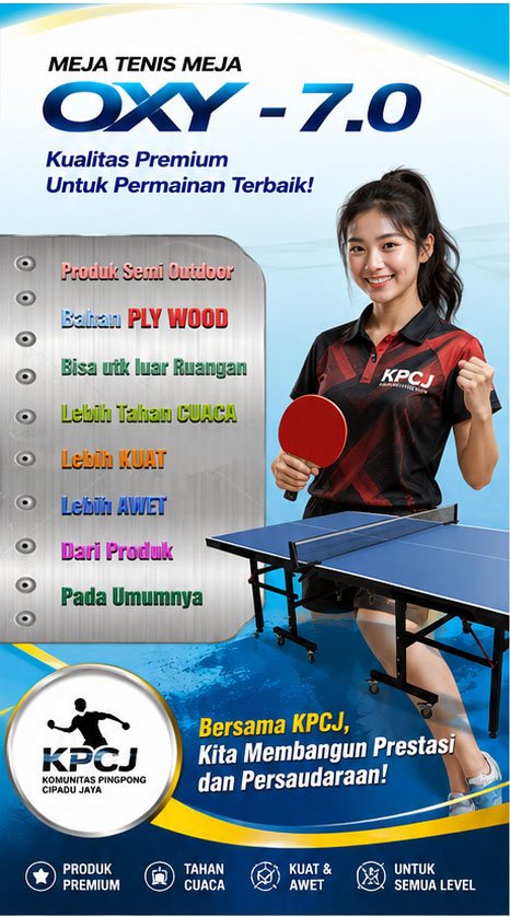 MEJA TENIS MEJA PREMIUM OXY-7.0 Kualitas Terbaik untuk Permainan Maksimal!
