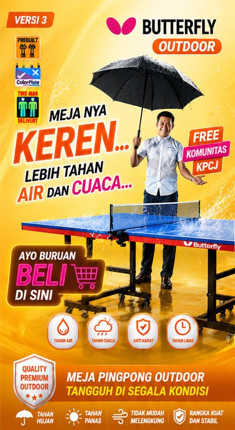 Meja Pingpong Butterfly – Kualitas Juara Dunia untuk Rumah & Klub Anda!
