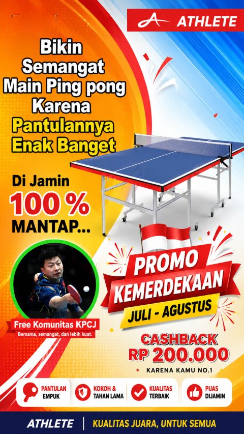 Meja Pingpong ATHLETE – Kualitas Juara, Harga Merakyat!