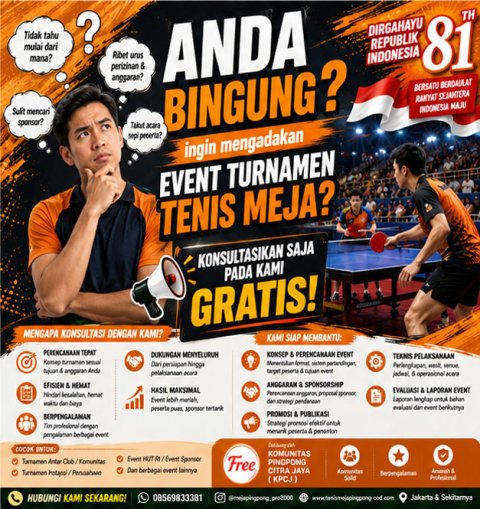 Konsultasi Gratis Event Tenis Meja – Wujudkan Turnamen Impian Anda!