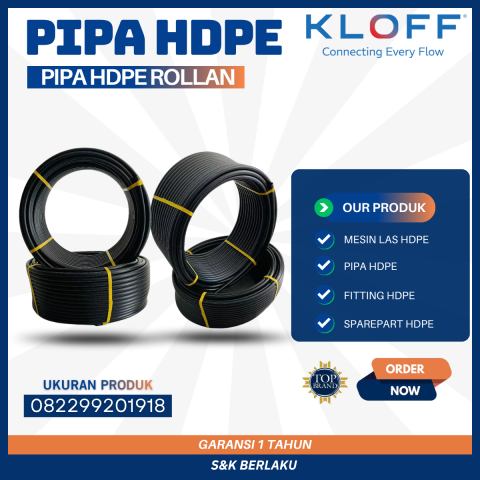 Pipa HDPE Rollan uk 3/4" Panjang 100m PN10 - PN16